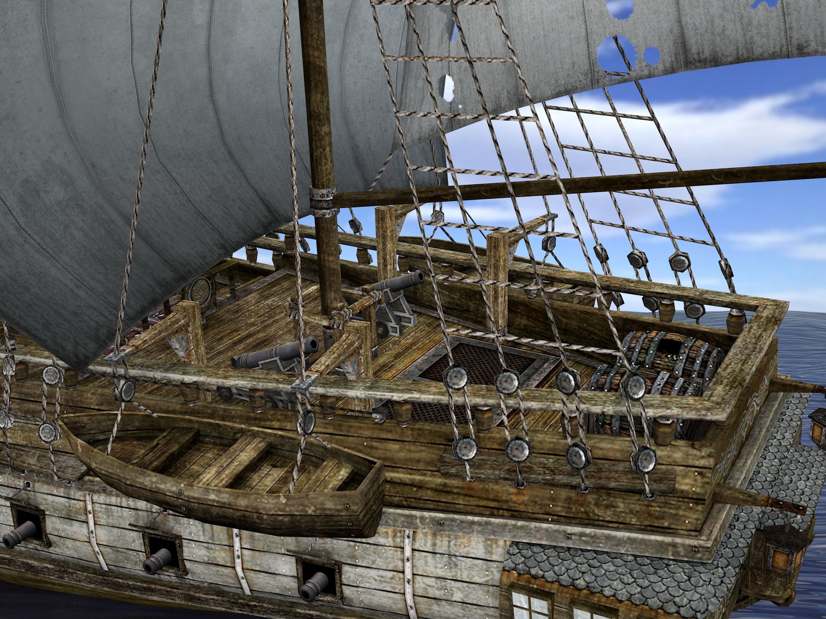 Brig sailing ship pack Low-poly 3D model_12