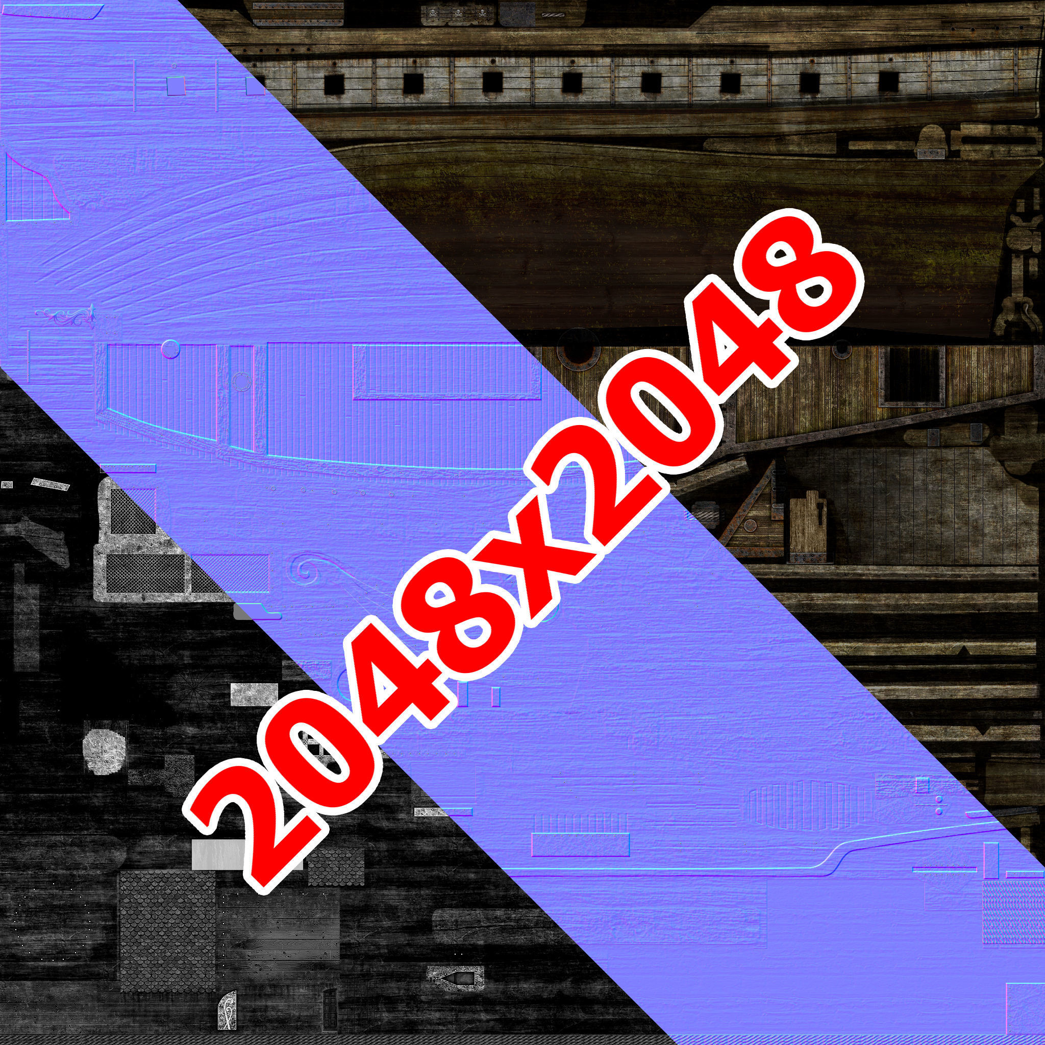 Brig sailing ship pack Low-poly 3D model_24