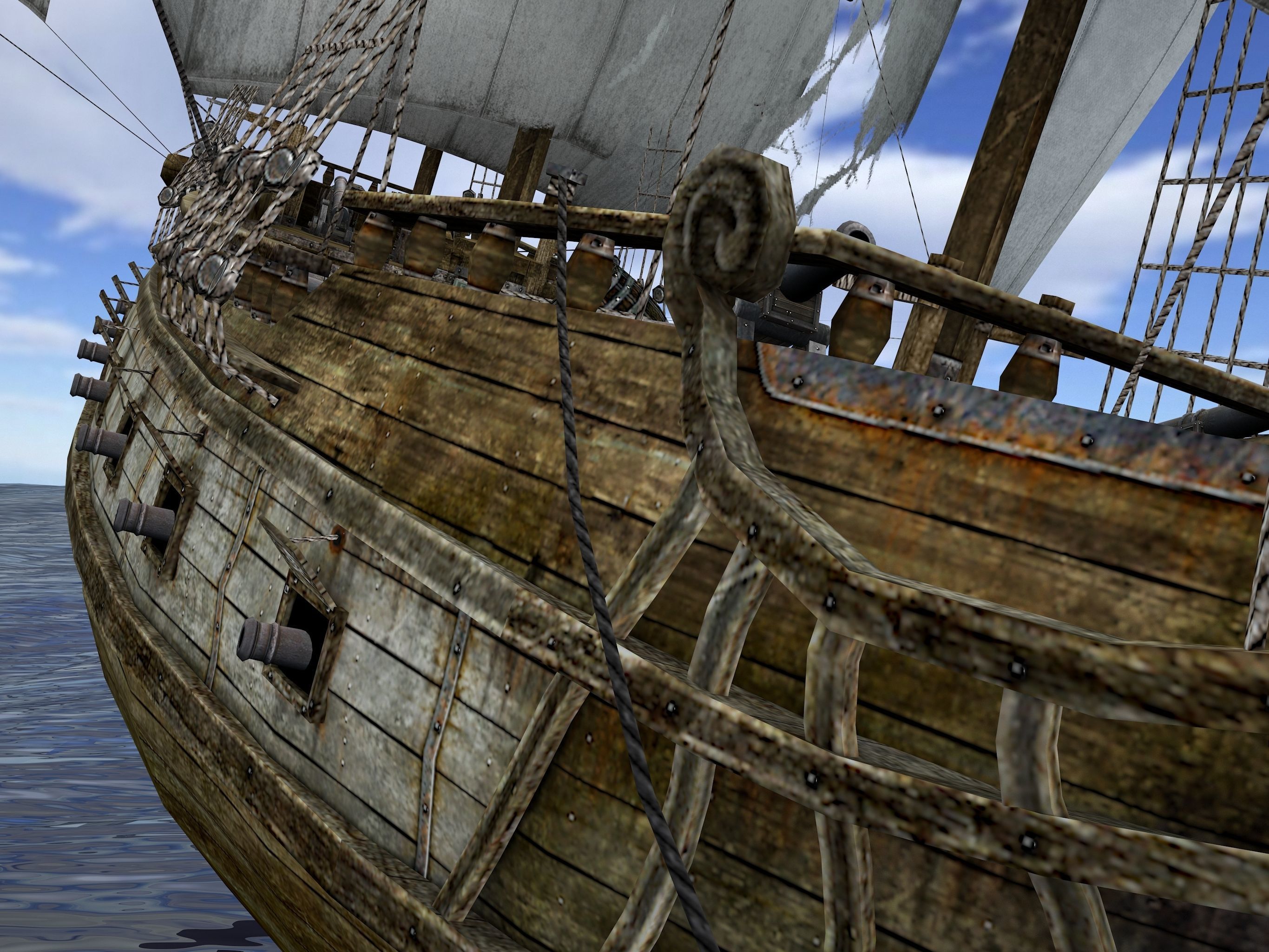 Brig sailing ship pack Low-poly 3D model_9