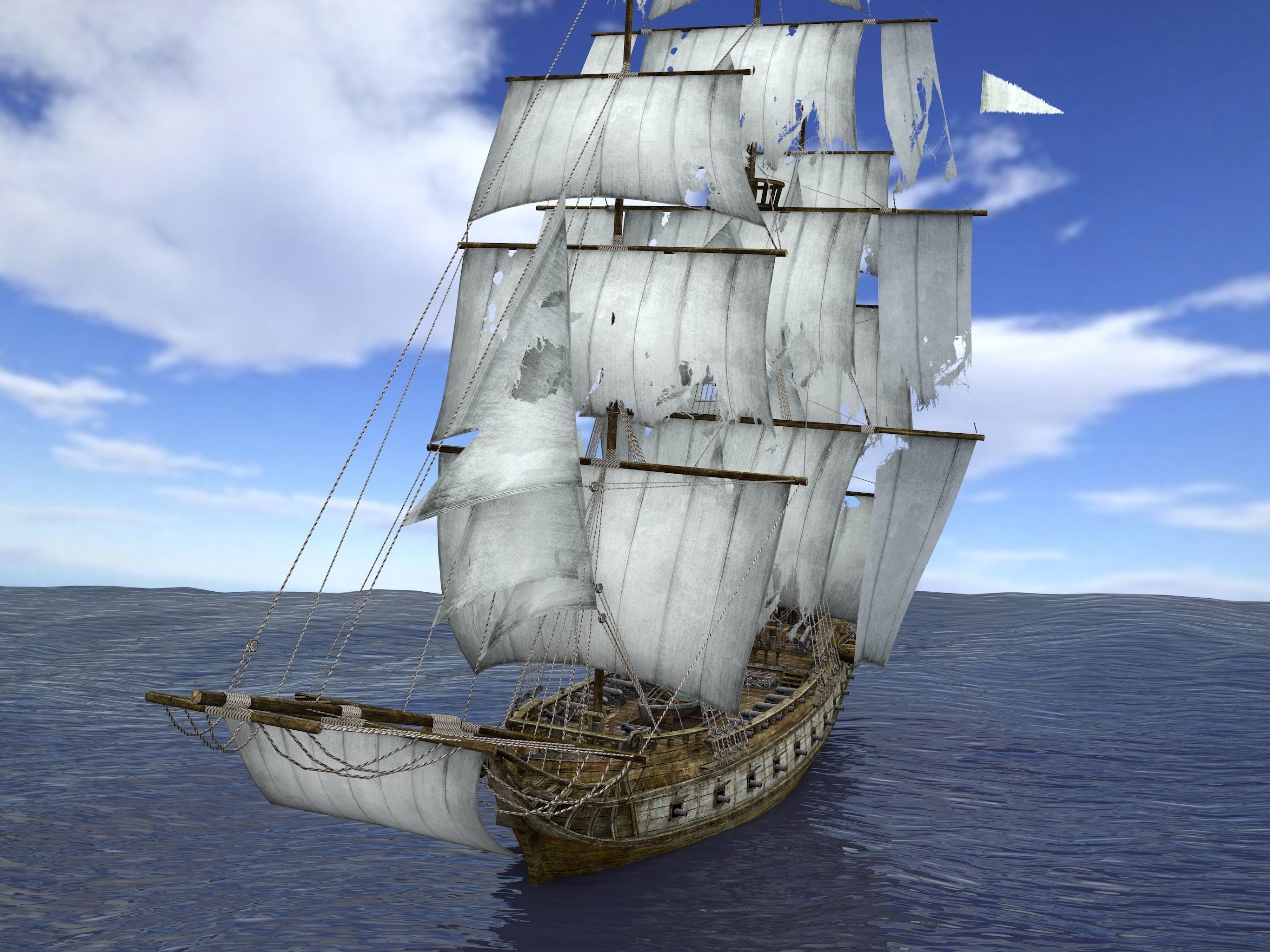 Brig sailing ship pack Low-poly 3D model_5