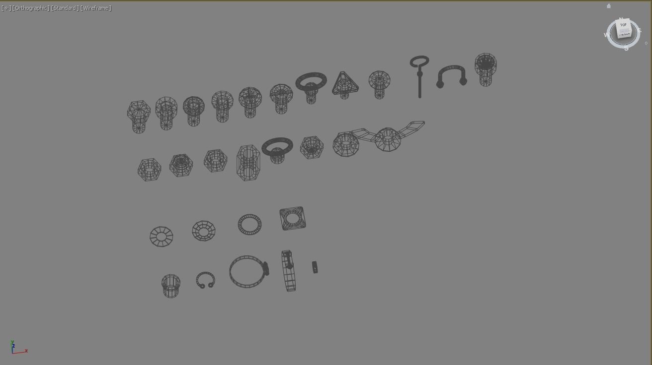 Baut Mur Low-poly 3D model_1