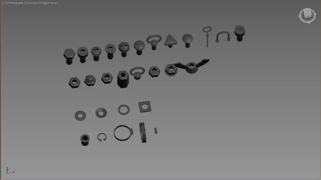 Baut Mur Low-poly 3D model_0