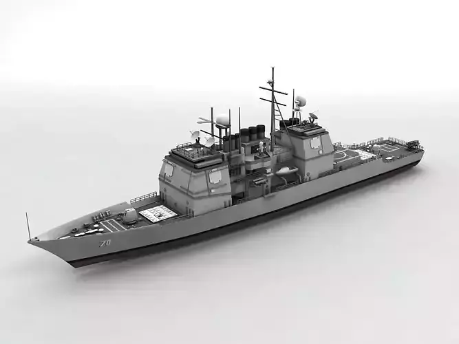 USS Lake Erie  Missile Cruiser Ship Vessel Low-poly 3D model