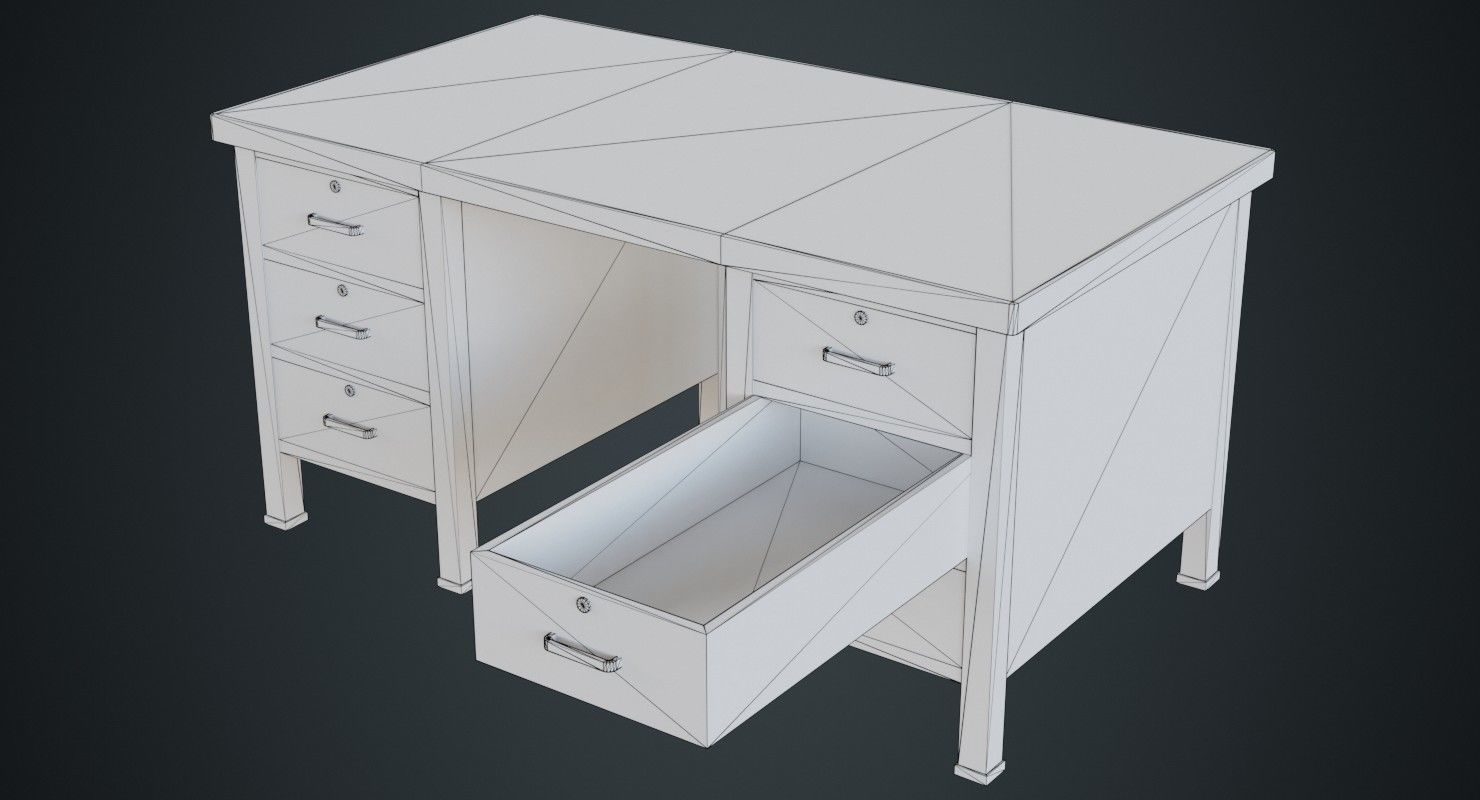 Desk 1A Low-poly 3D model_8