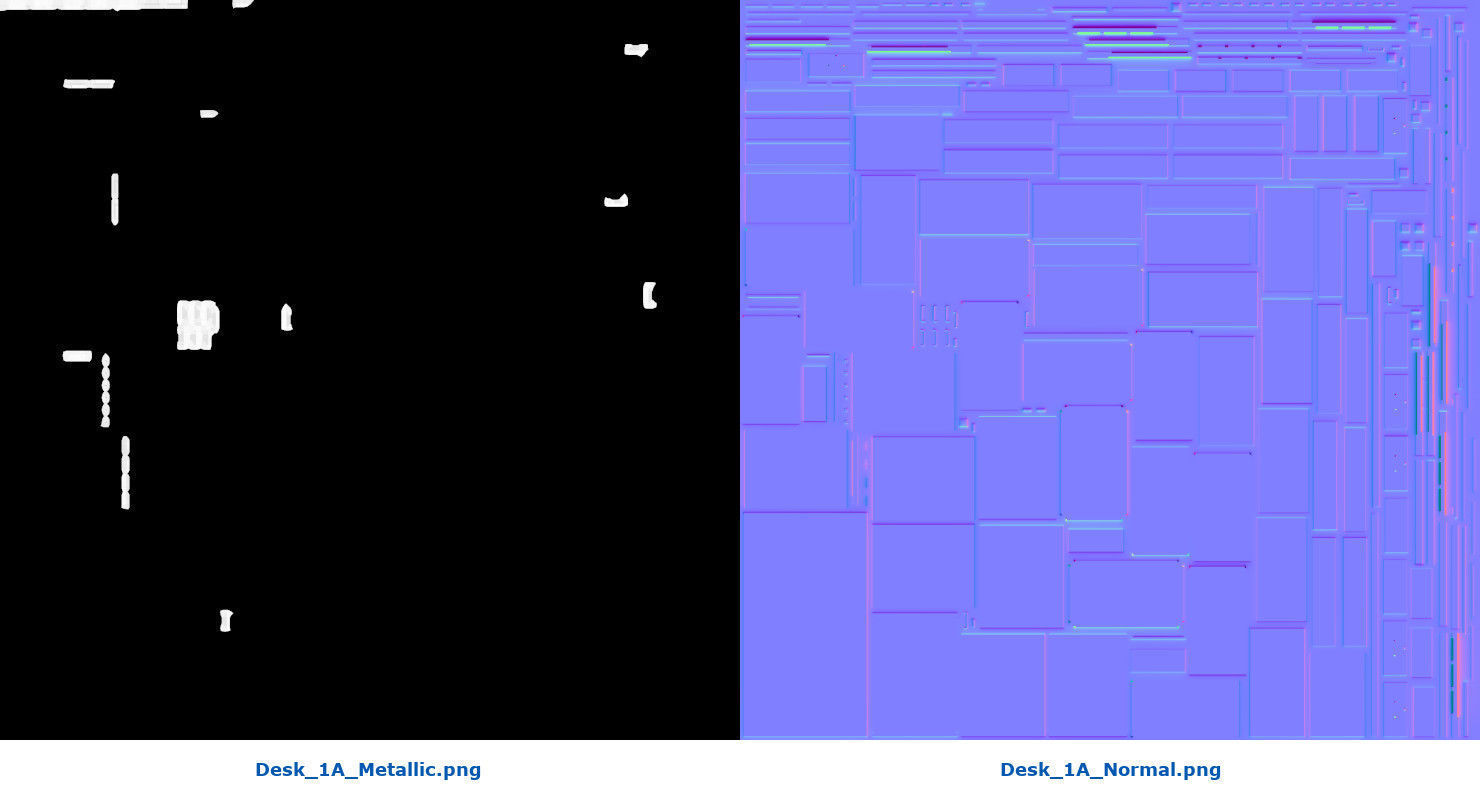Desk 1A Low-poly 3D model_11