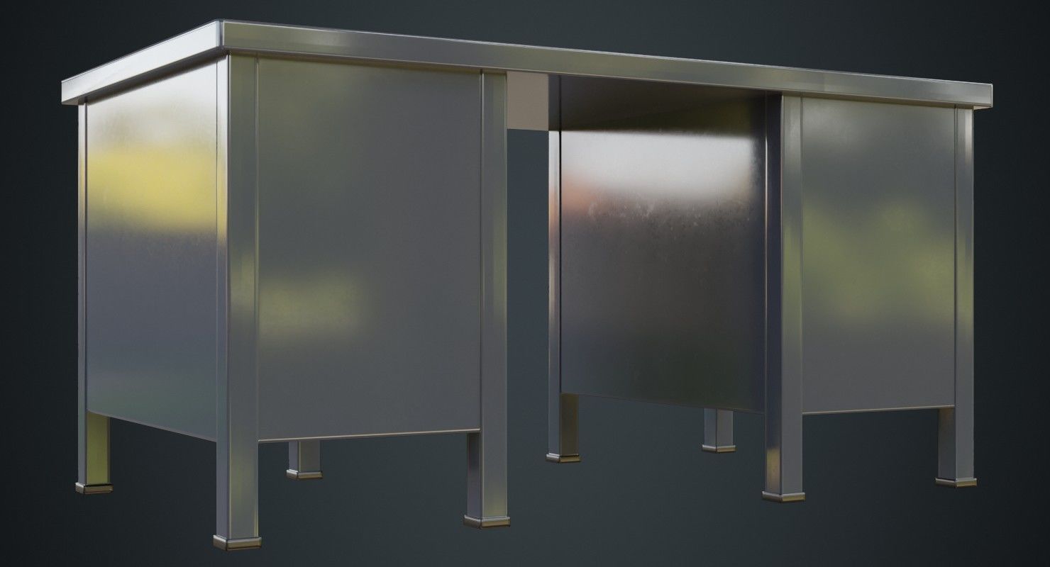 Desk 1A Low-poly 3D model_6