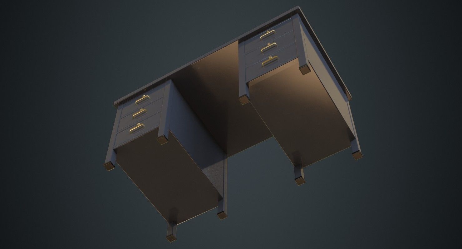 Desk 1A Low-poly 3D model_7