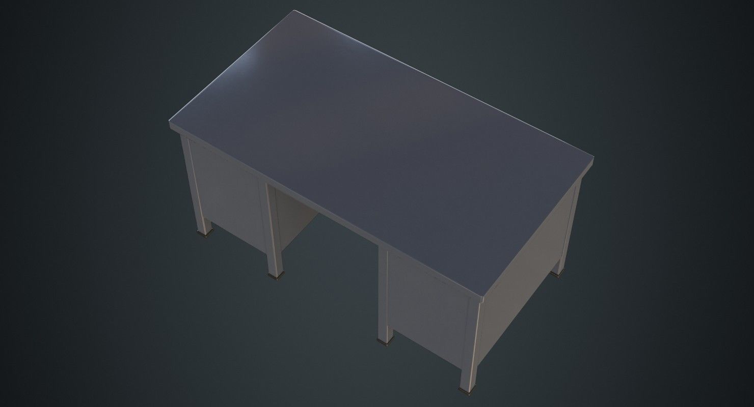 Desk 1A Low-poly 3D model_5
