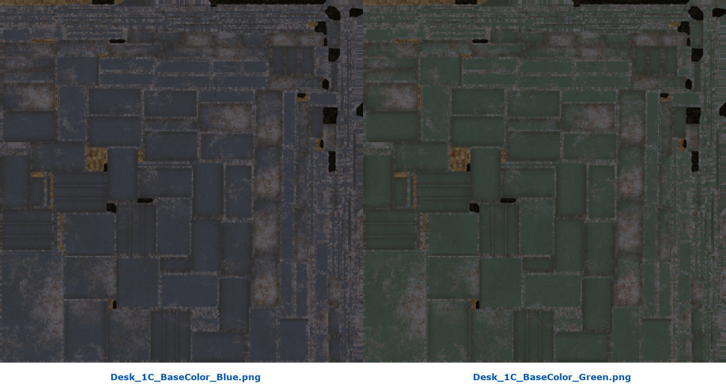 Desk 1C Low-poly 3D model_10