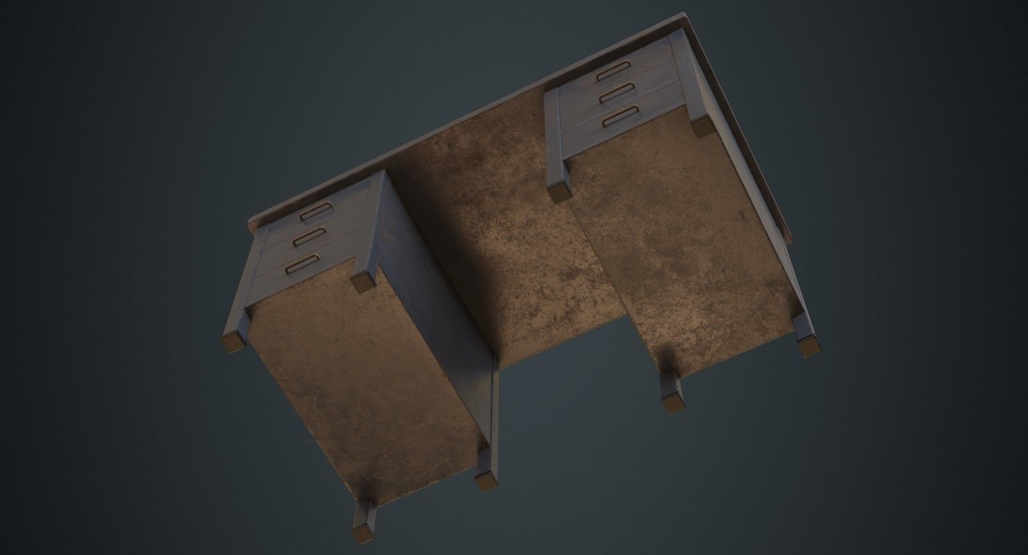 Desk 1C Low-poly 3D model_7