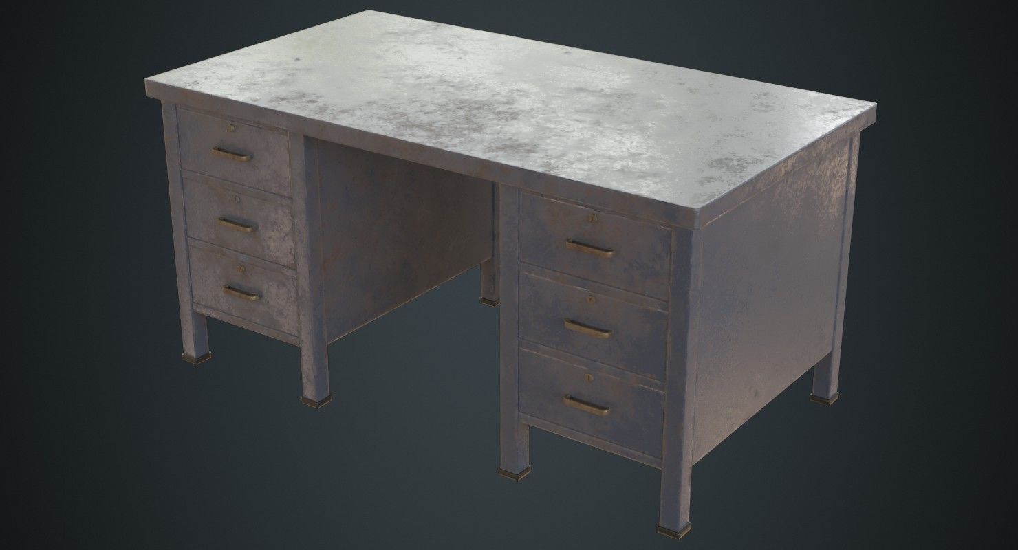 Desk 1C Low-poly 3D model_3