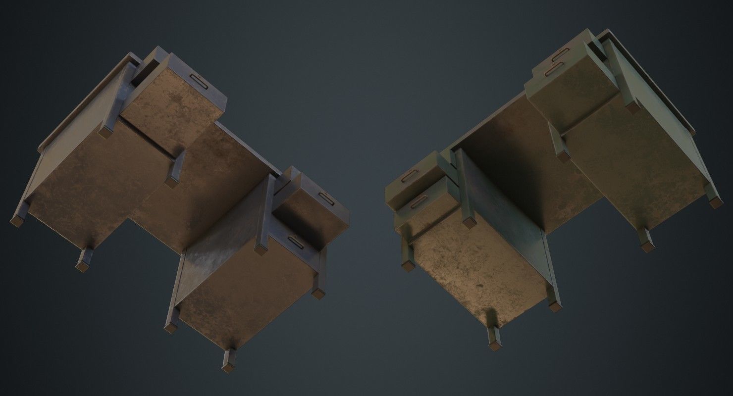 Desk 1C Low-poly 3D model_2