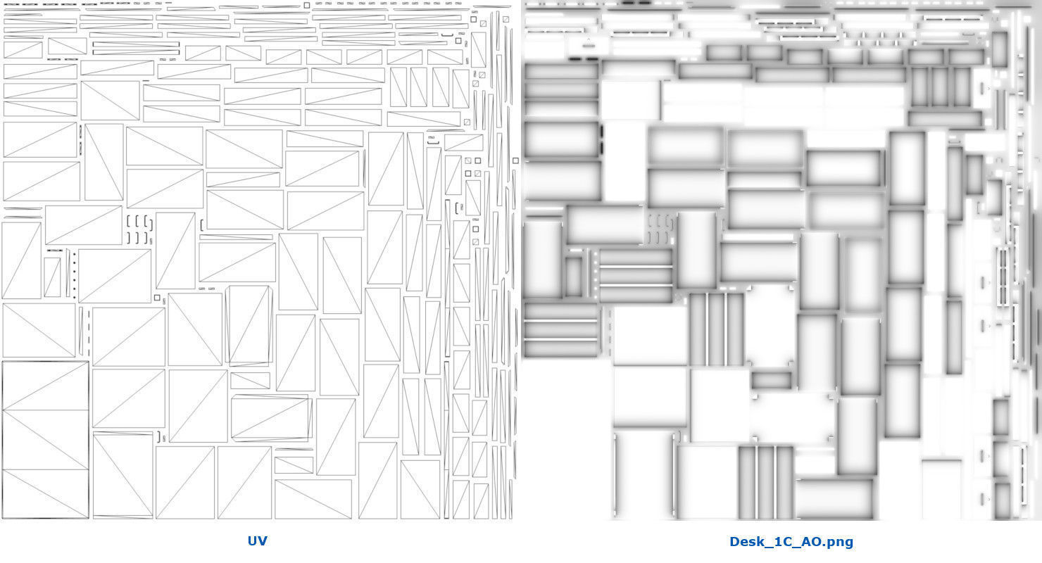 Desk 1C Low-poly 3D model_9