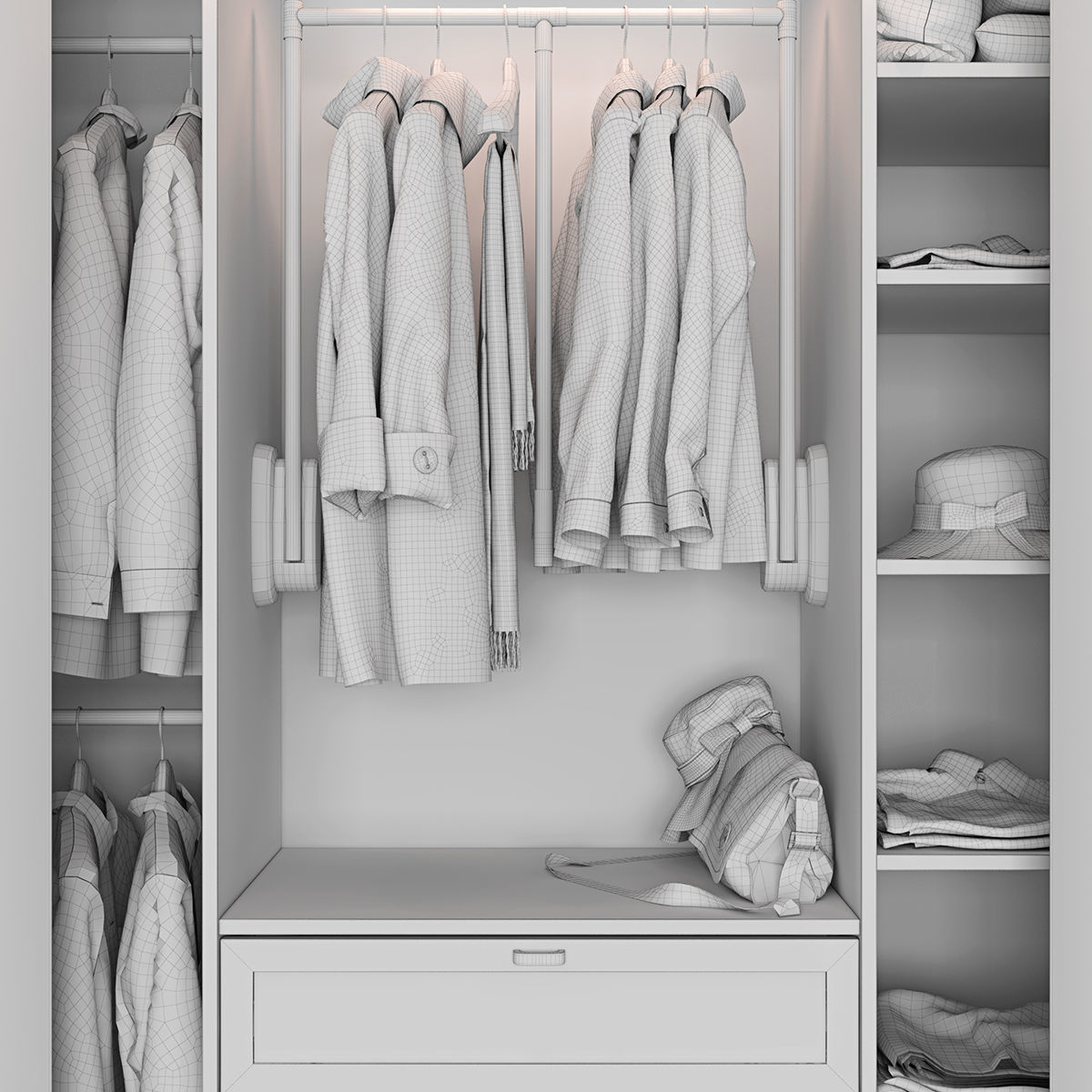 Wardrobe with Clothes 3D model_2