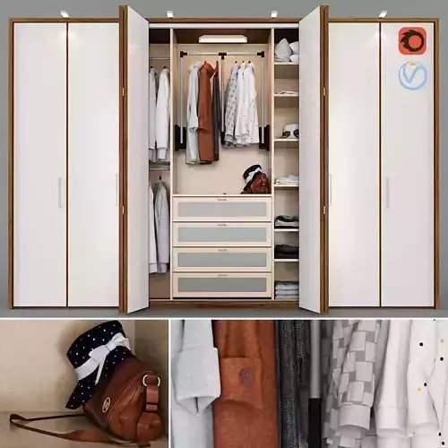 Wardrobe with Clothes 3D model