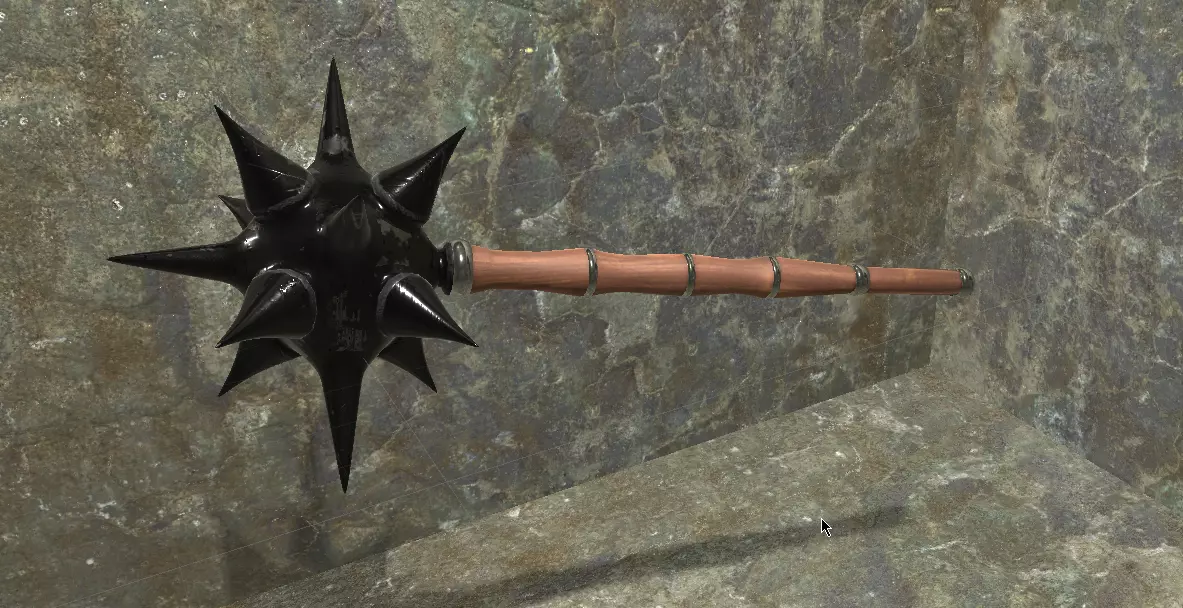 Spiked Head Mace Low-poly 3D model_0