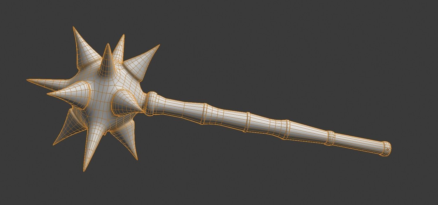 Spiked Head Mace Low-poly 3D model_2