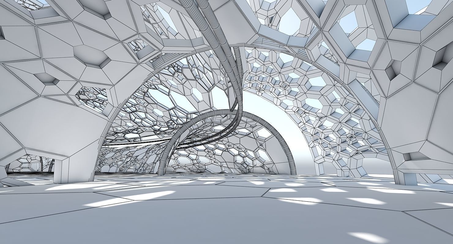 Futuristic Architectural Dome Interior 3D model_9