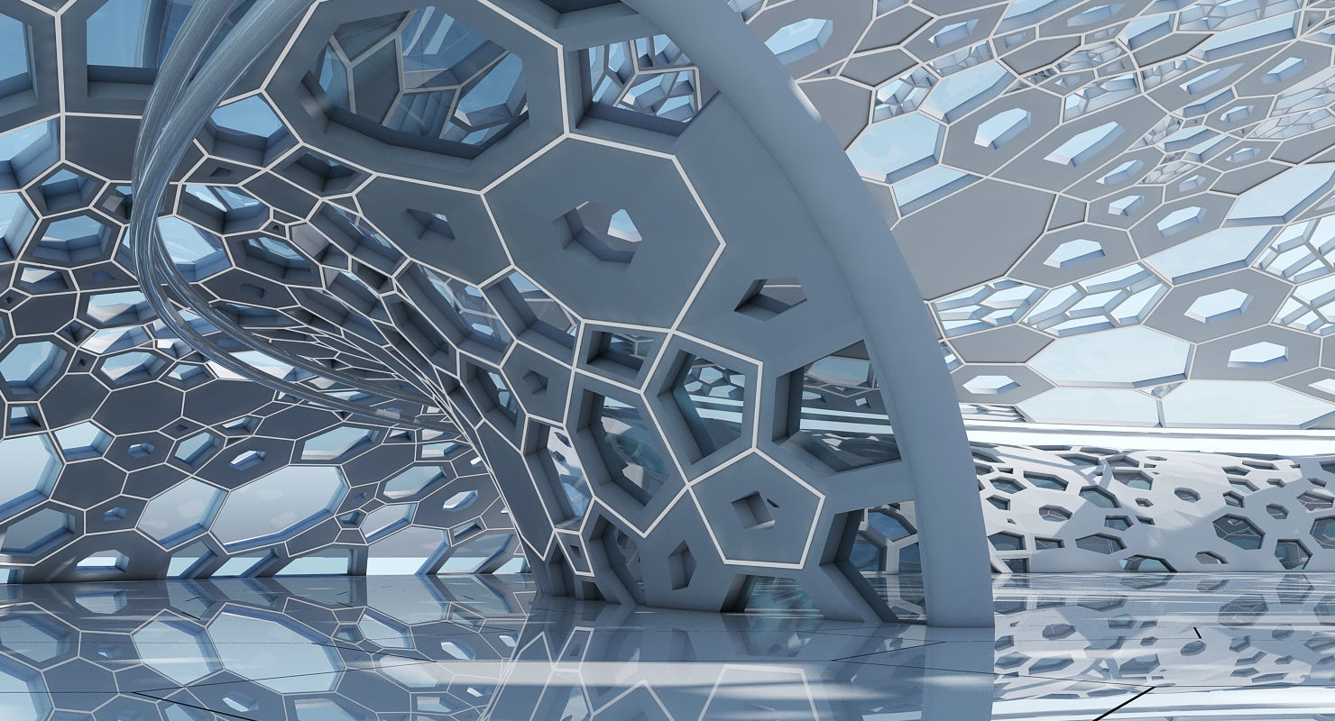 Futuristic Architectural Dome Interior 3D model_6