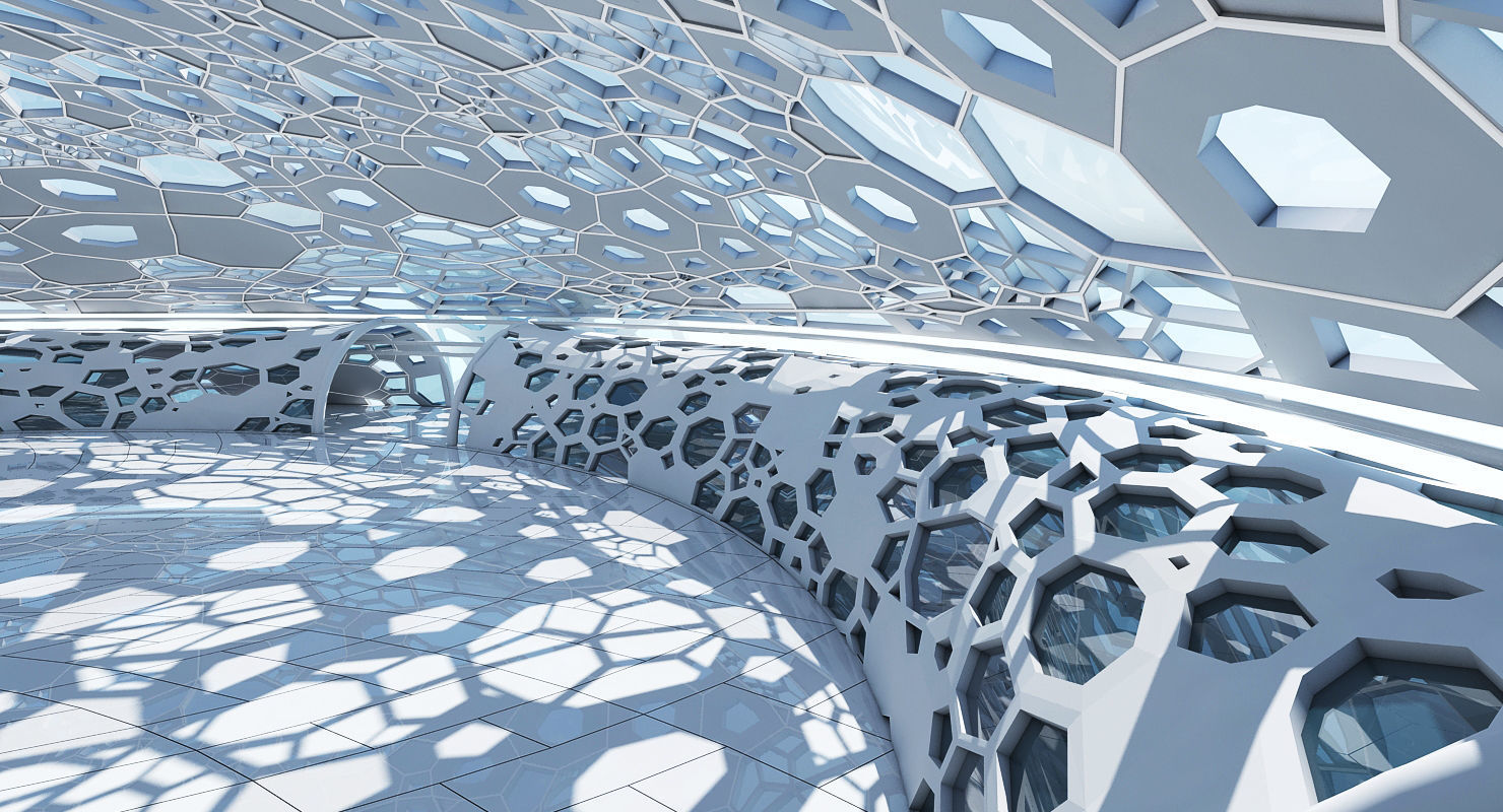 Futuristic Architectural Dome Interior 3D model_7