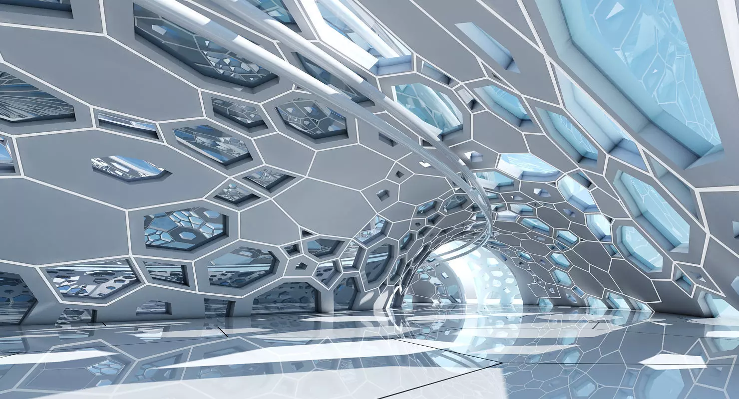 Futuristic Architectural Dome Interior 3D model_0