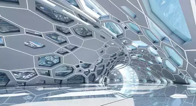 Futuristic Architectural Dome Interior 3D model