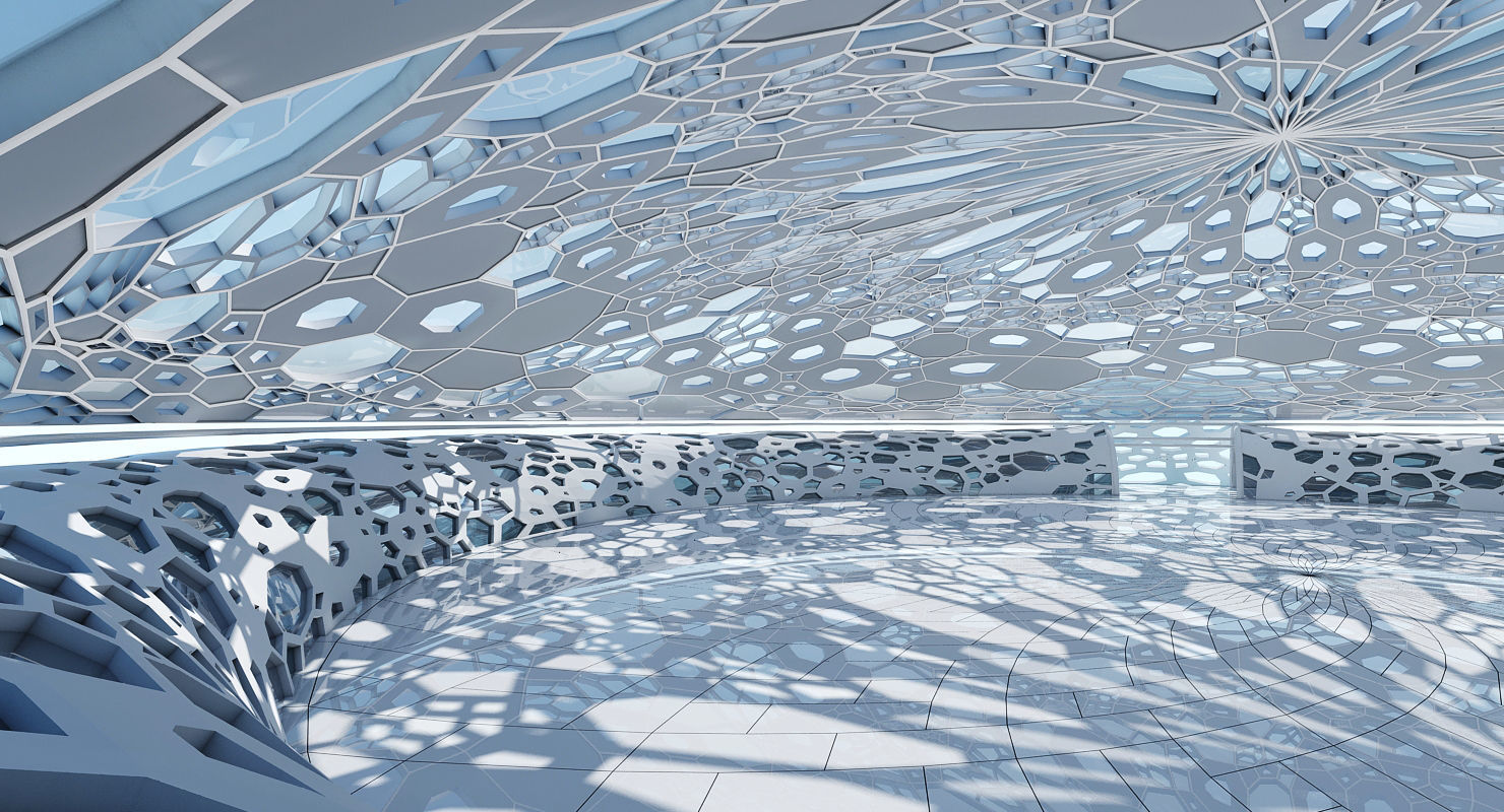 Futuristic Architectural Dome Interior 3D model_3