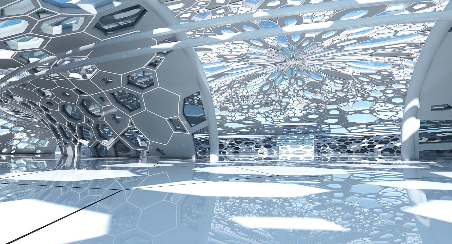 Futuristic Architectural Dome Interior 3D model_1