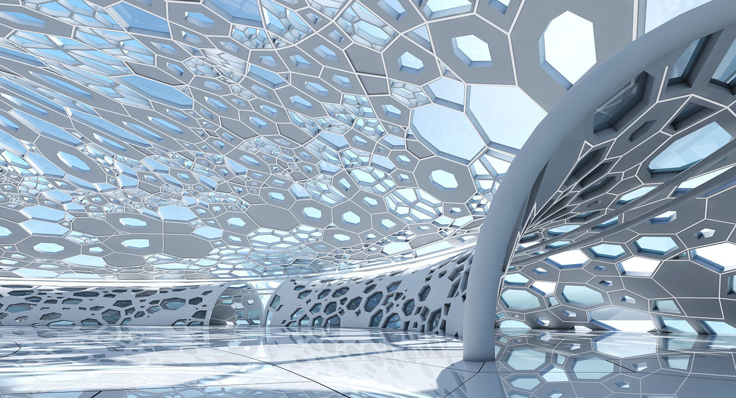 Futuristic Architectural Dome Interior 3D model_2