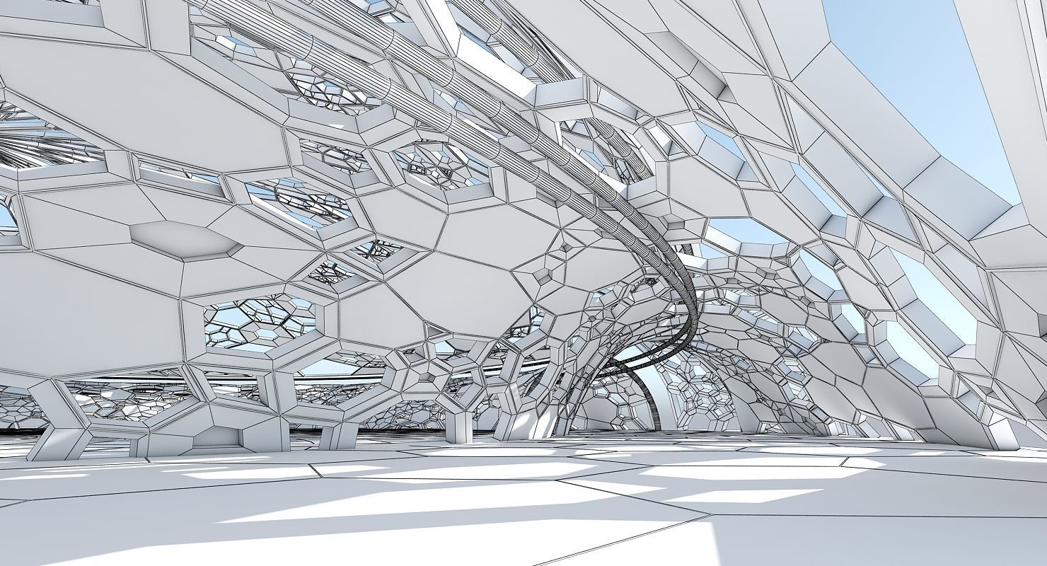 Futuristic Architectural Dome Interior 3D model_11