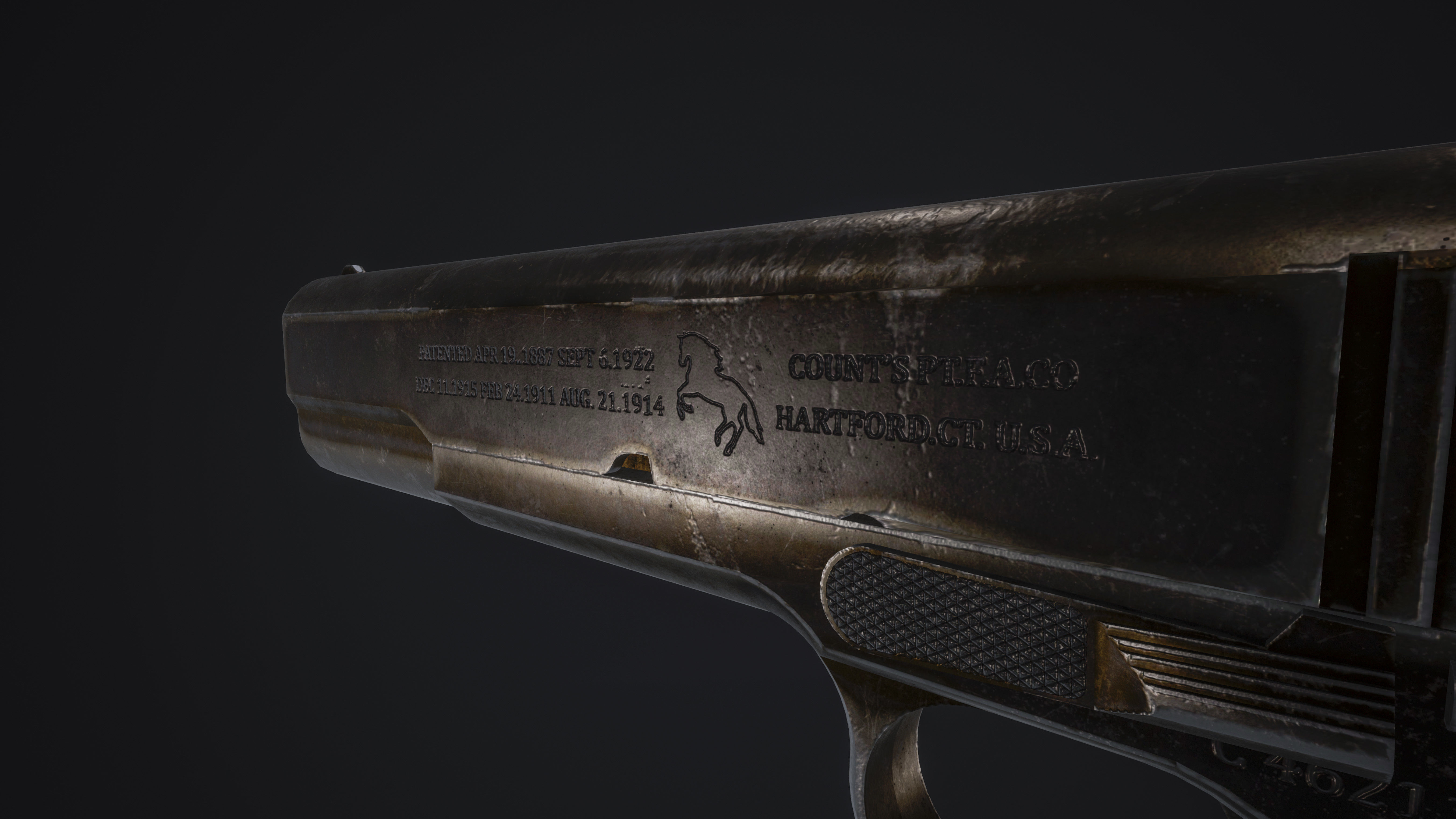 Colt 1911 - Weapon - Handgun Low-poly 3D model_2