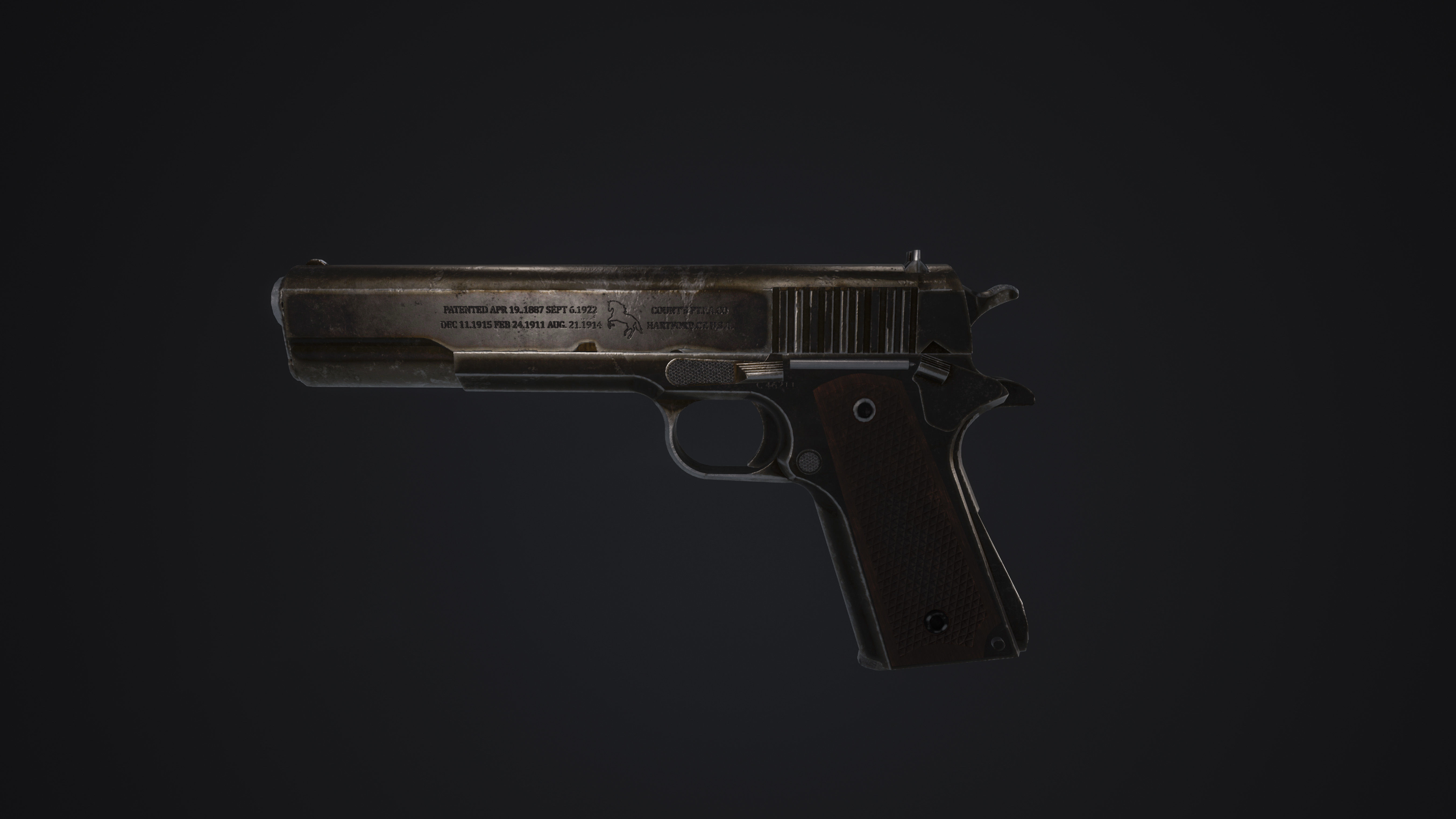 Colt 1911 - Weapon - Handgun Low-poly 3D model_8