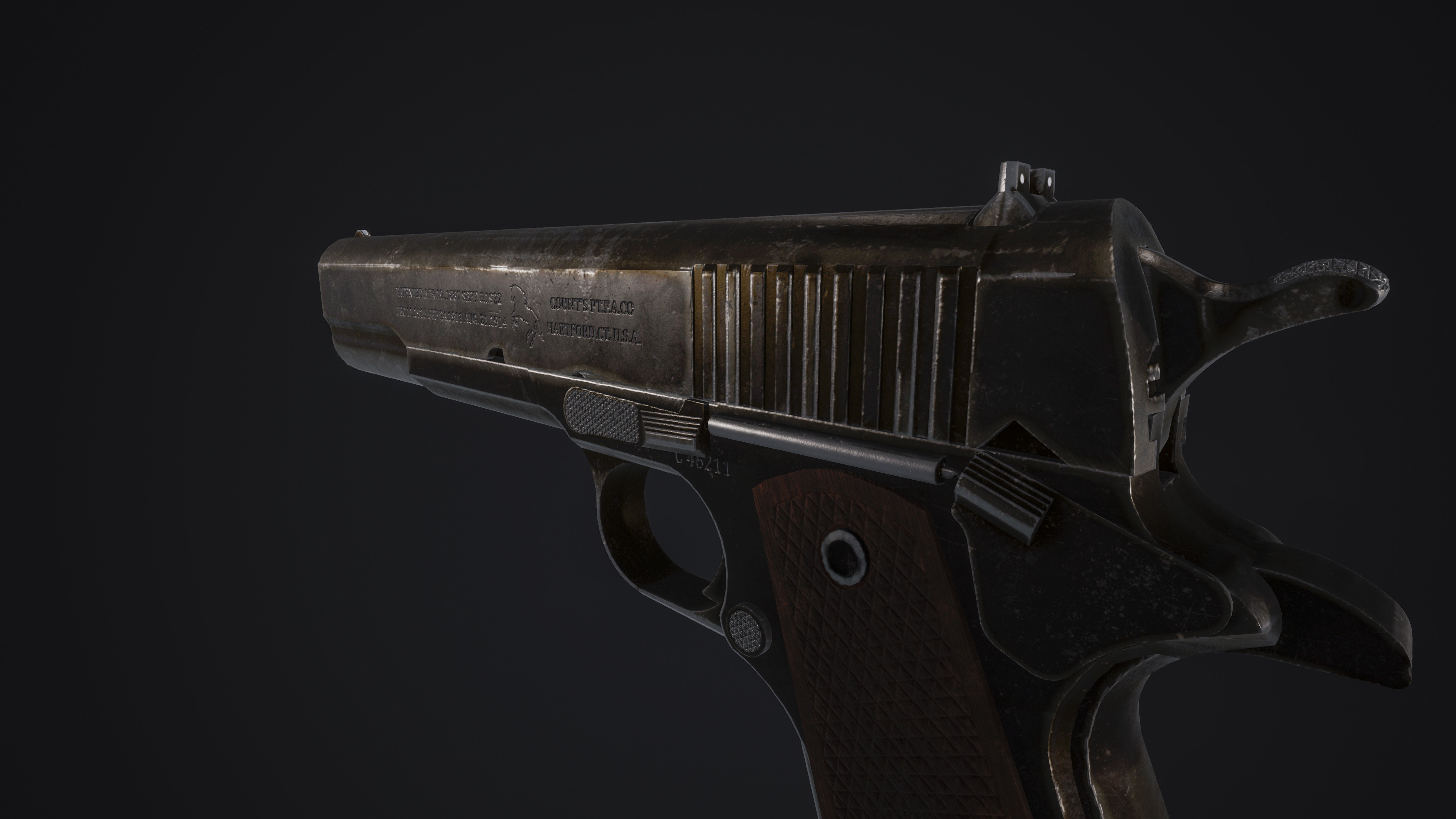 Colt 1911 - Weapon - Handgun Low-poly 3D model_7
