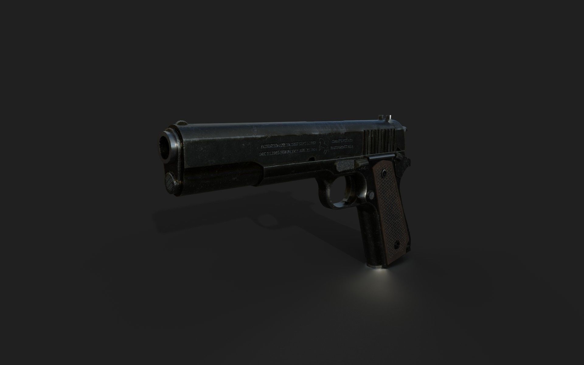 Colt 1911 - Weapon - Handgun Low-poly 3D model_4