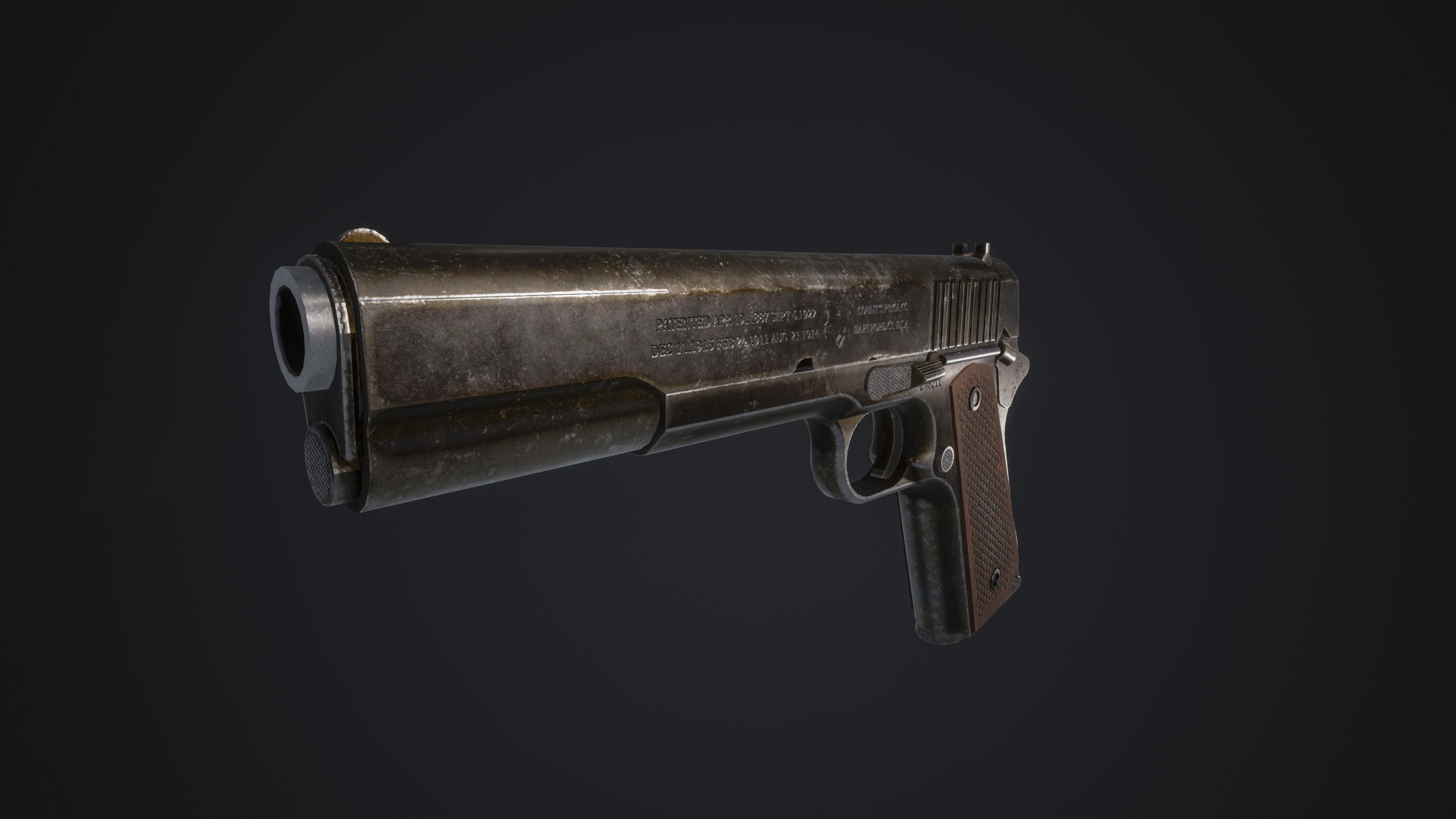 Colt 1911 - Weapon - Handgun Low-poly 3D model_9