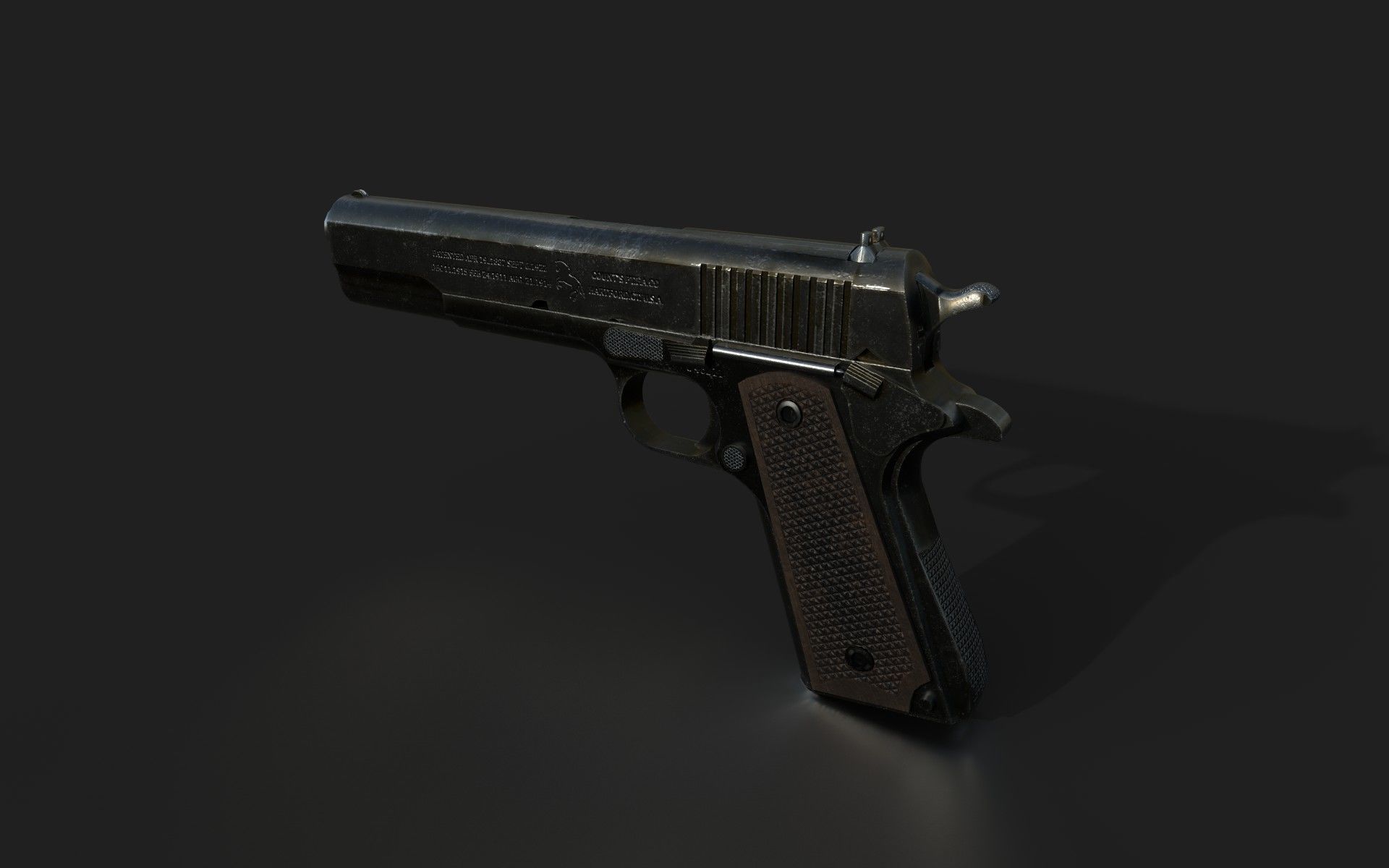 Colt 1911 - Weapon - Handgun Low-poly 3D model_3