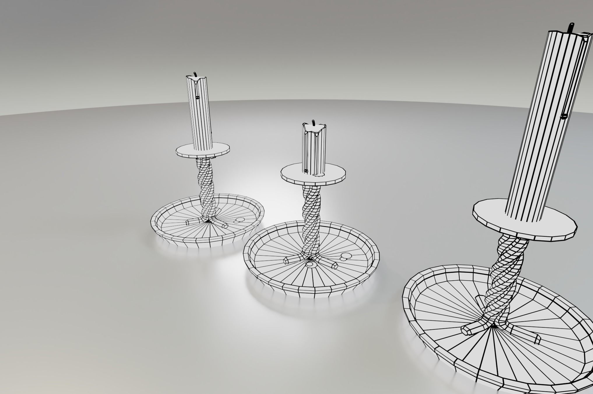 rustic candle stick set PBR Asset Low-poly 3D model_13