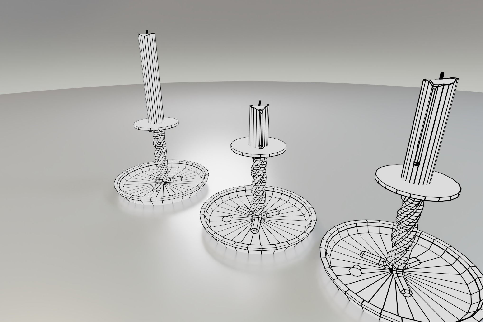 rustic candle stick set PBR Asset Low-poly 3D model_9