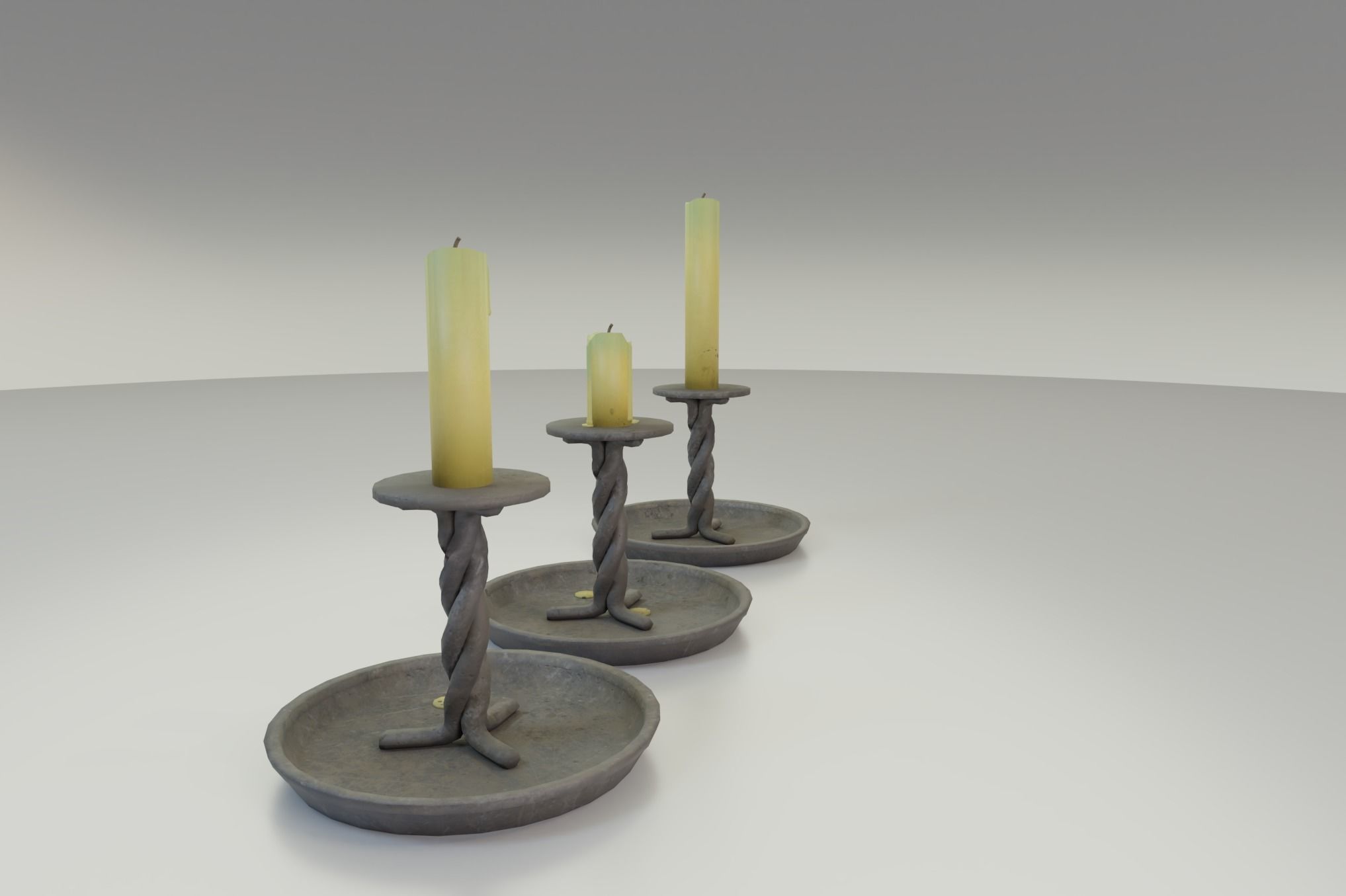 rustic candle stick set PBR Asset Low-poly 3D model_5