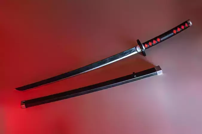 Tanjiro katana from Demon Slayer canonical model for 3d printing