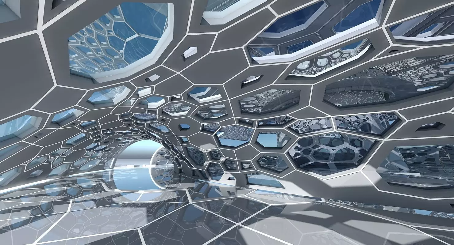 Futuristic Architectural Dome Interior 2 3D model_0