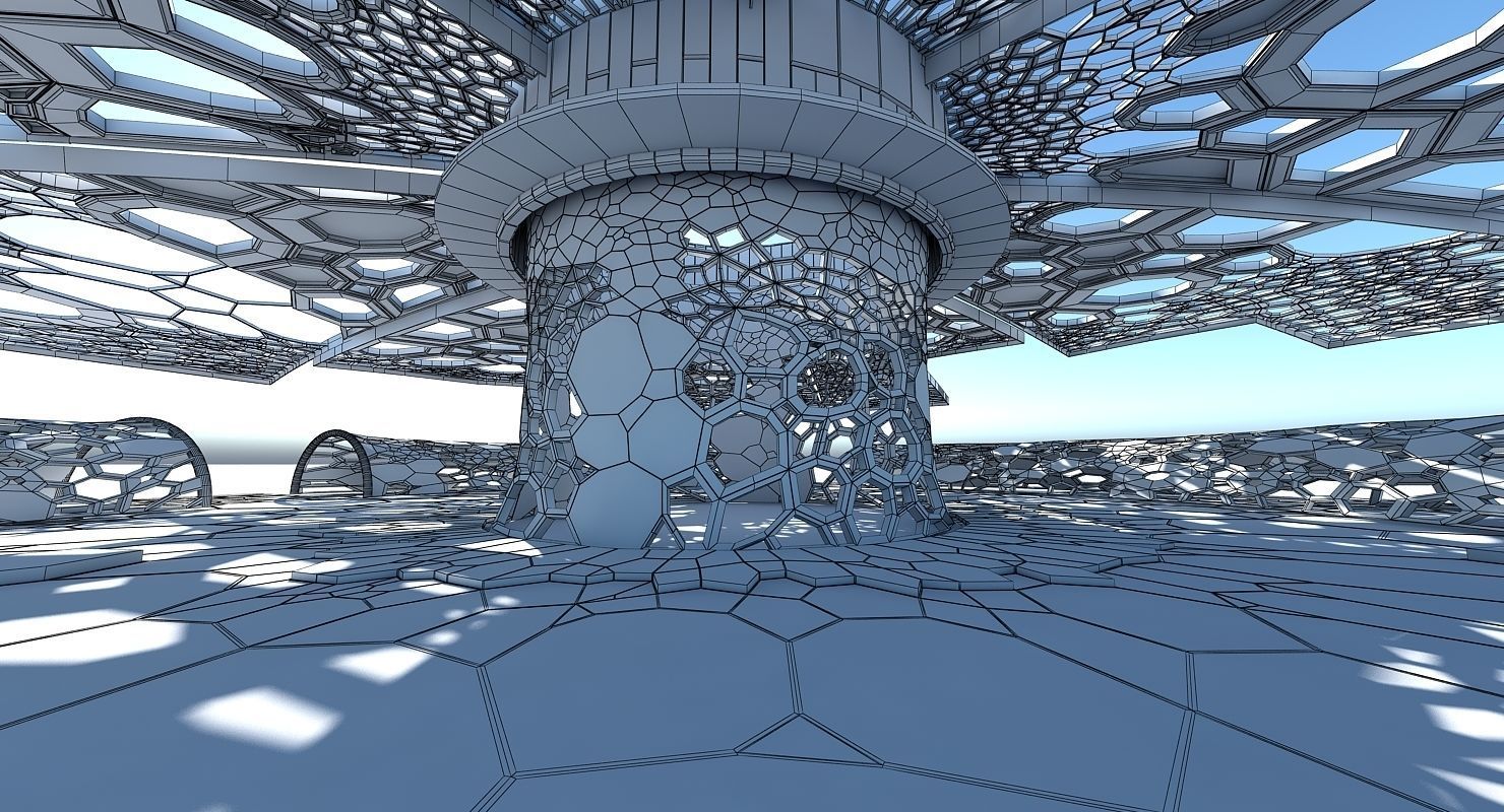 Futuristic Architectural Dome Interior 2 3D model_4