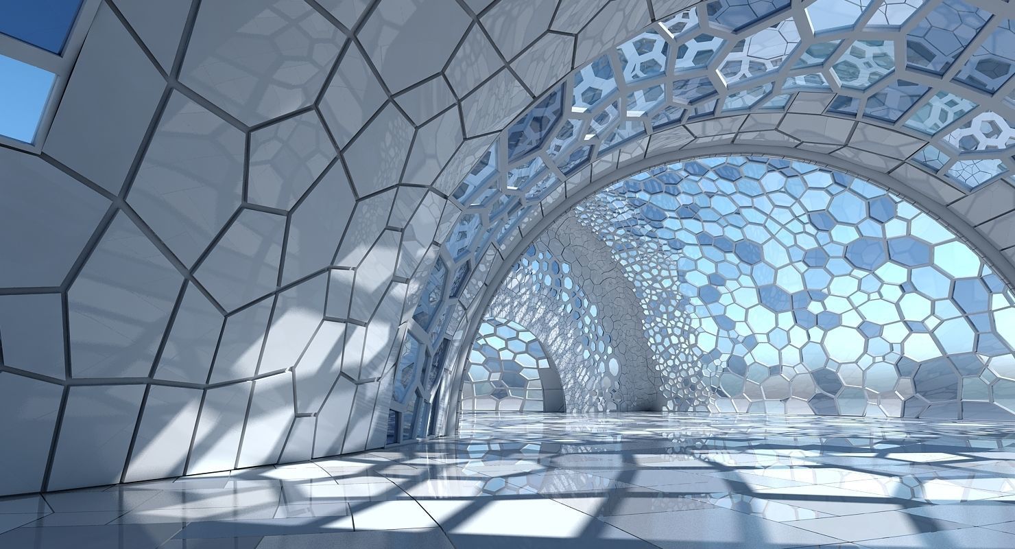 Futuristic Architectural Dome Interior 3 3D model_5