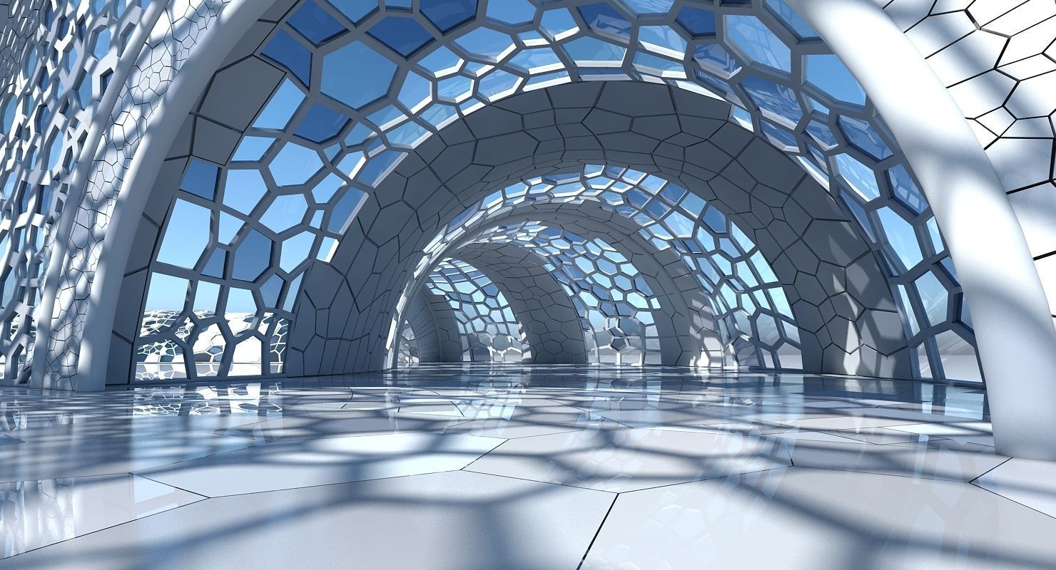 Futuristic Architectural Dome Interior 3 3D model_7