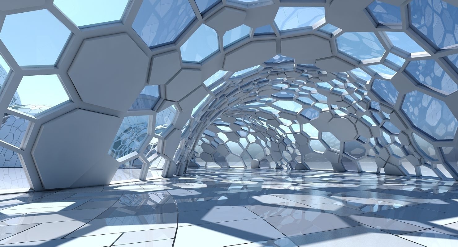 Futuristic Architectural Dome Interior 3 3D model_1