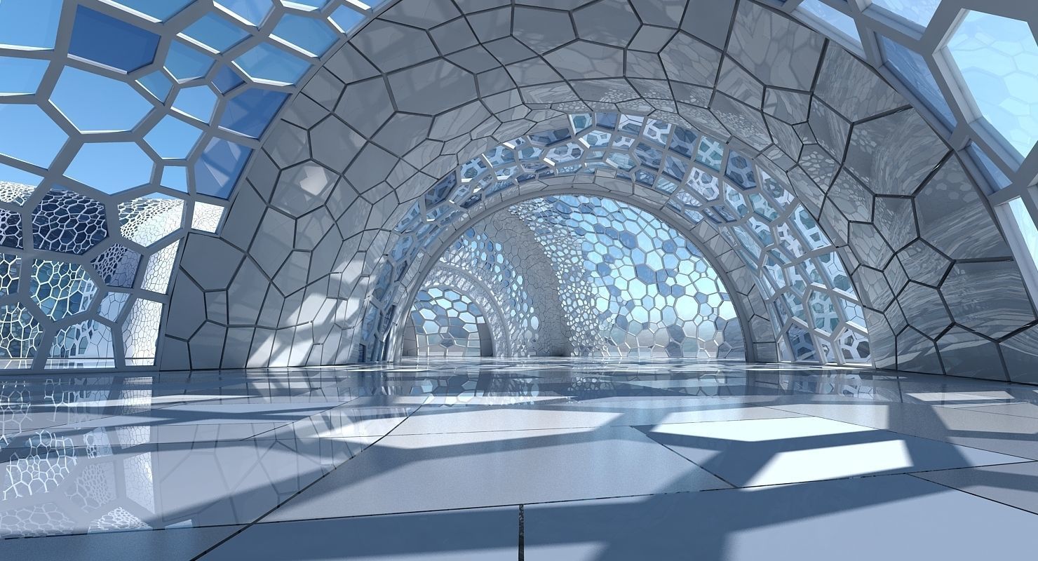 Futuristic Architectural Dome Interior 3 3D model_8