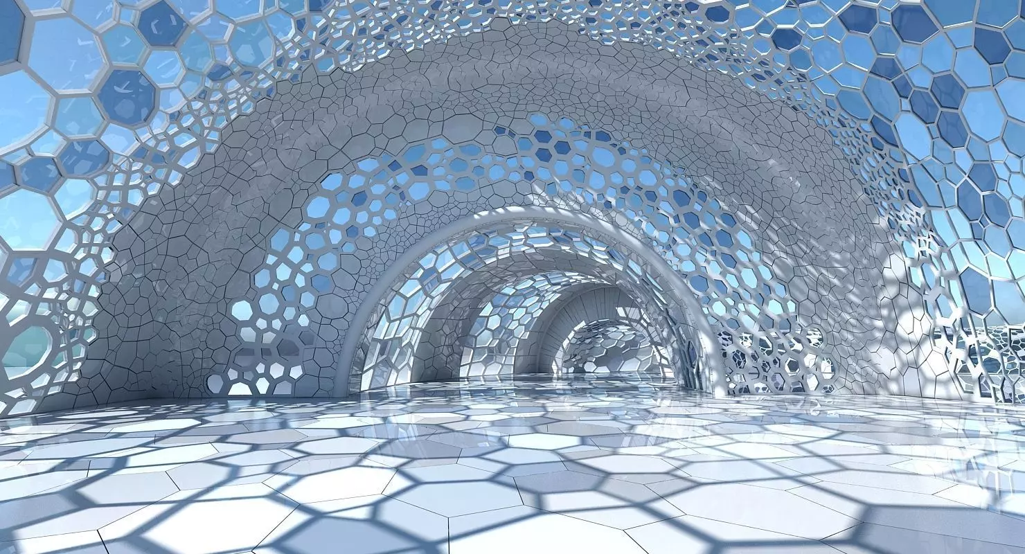 Futuristic Architectural Dome Interior 3 3D model_0