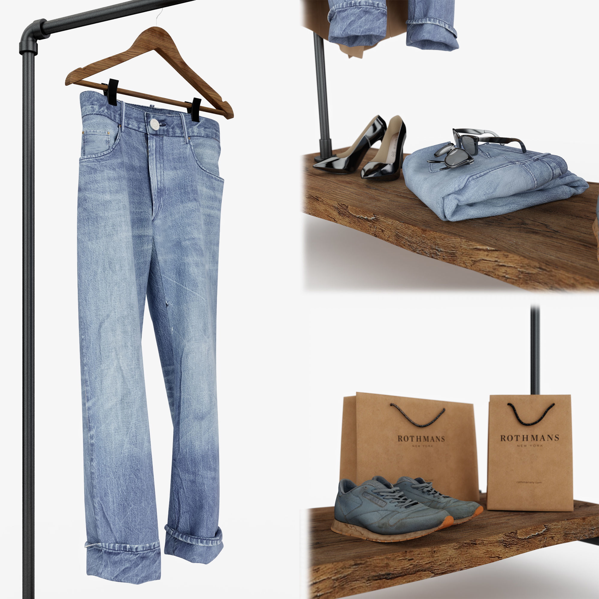 Casual Womens and Mens Wardrobe  3D model_2