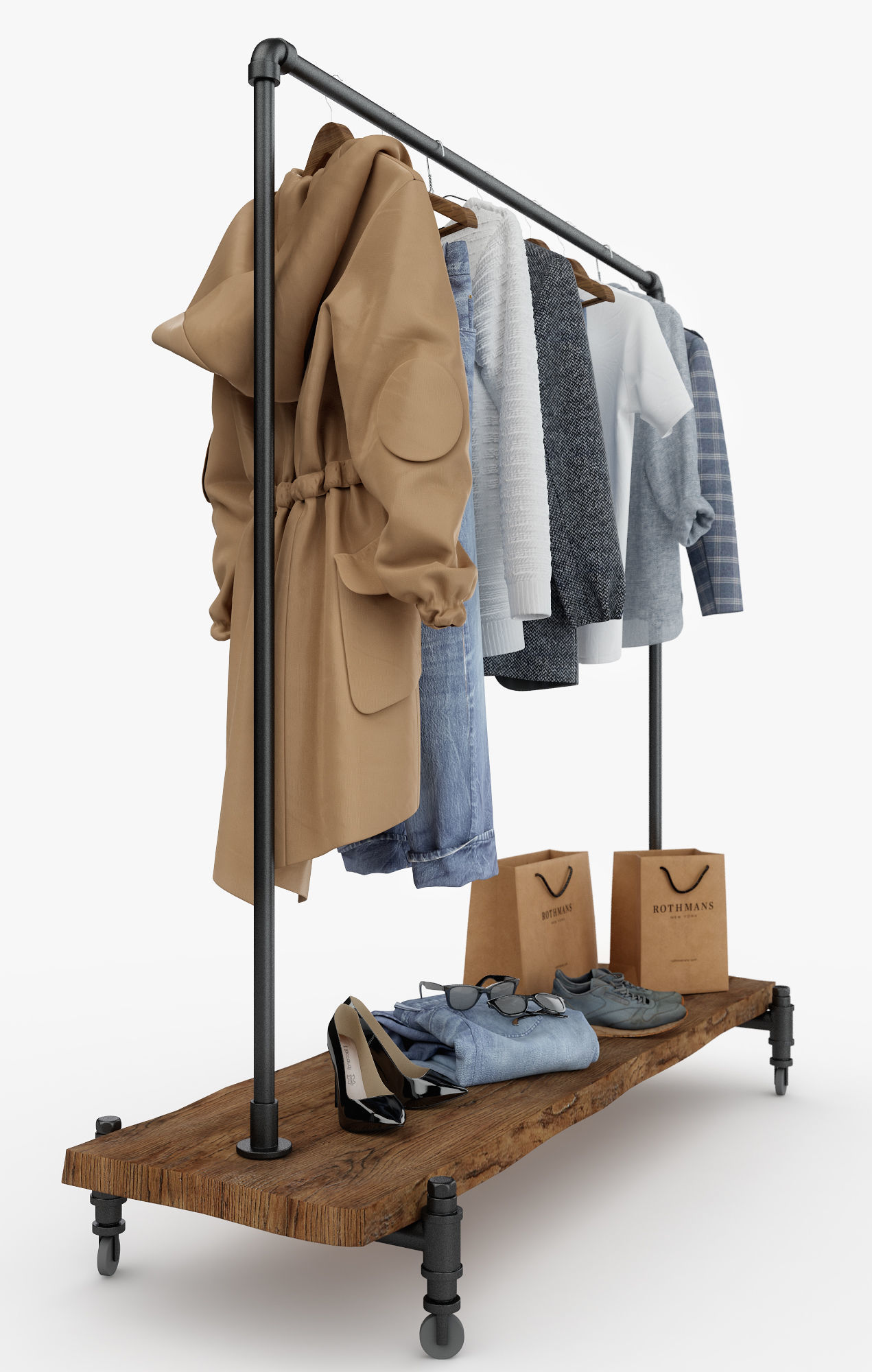 Casual Womens and Mens Wardrobe  3D model_7