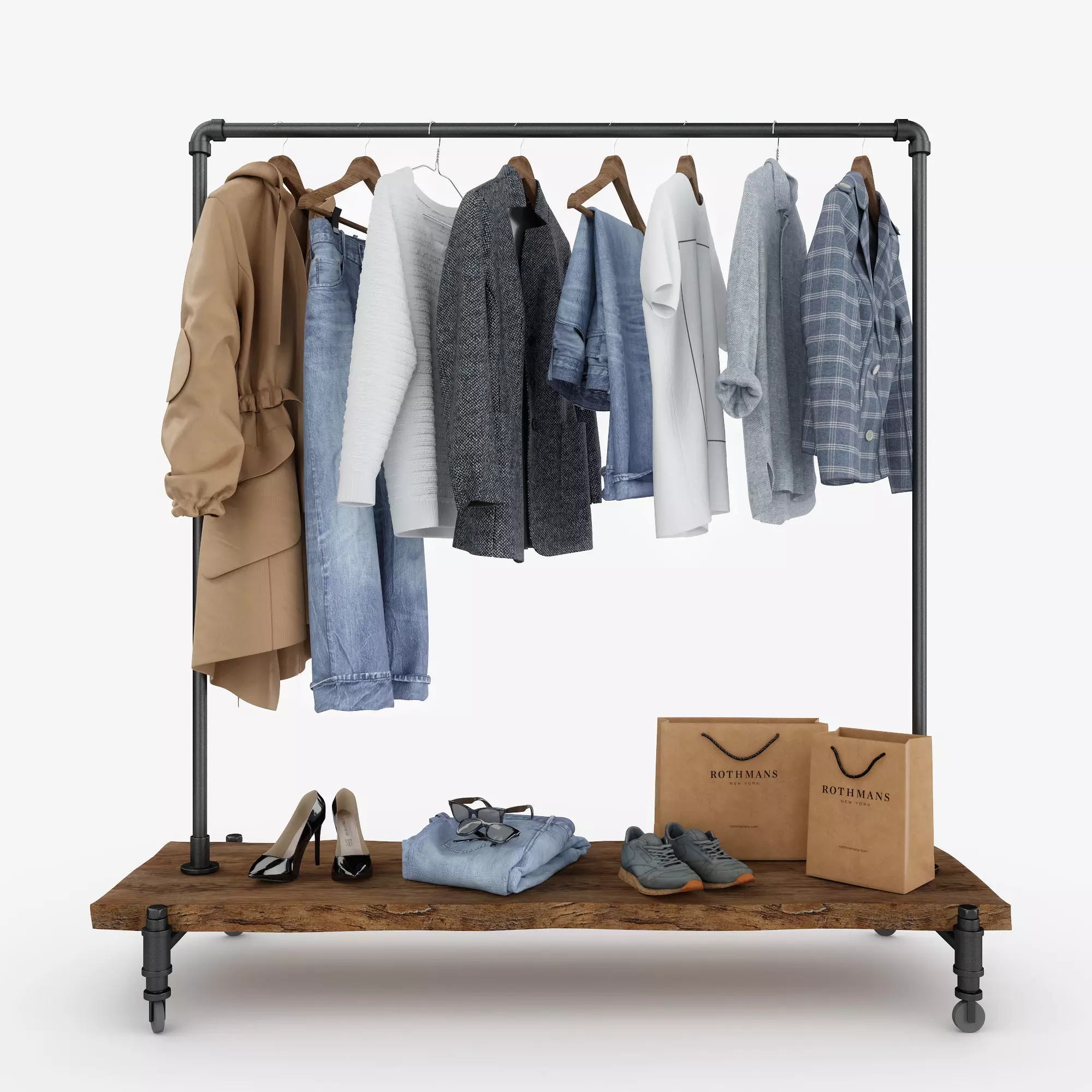 Casual Womens and Mens Wardrobe  3D model_0